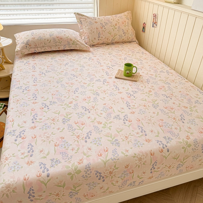 91家纺网 家纺一手货源 找家纺 名优家纺 2025新款全棉纯棉12868韩版小清新系列床笠单件--单床笠 微风徐徐