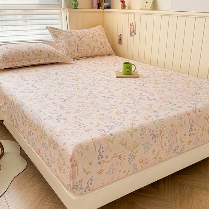 91家纺网 家纺一手货源 找家纺 名优家纺 2025新款全棉纯棉12868韩版小清新系列床笠单件--单床笠 微风徐徐