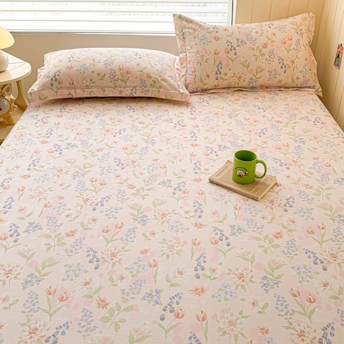 91家纺网 家纺一手货源 找家纺 名优家纺 2025新款全棉纯棉12868韩版小清新系列床笠单件--单床笠 微风徐徐