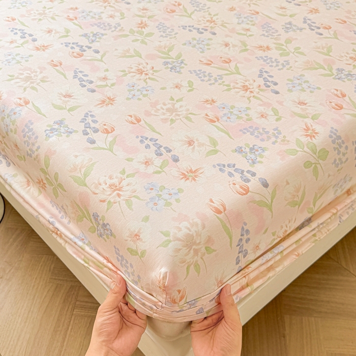 91家纺网 家纺一手货源 找家纺 名优家纺 2025新款全棉纯棉12868韩版小清新系列床笠单件--单床笠 微风徐徐