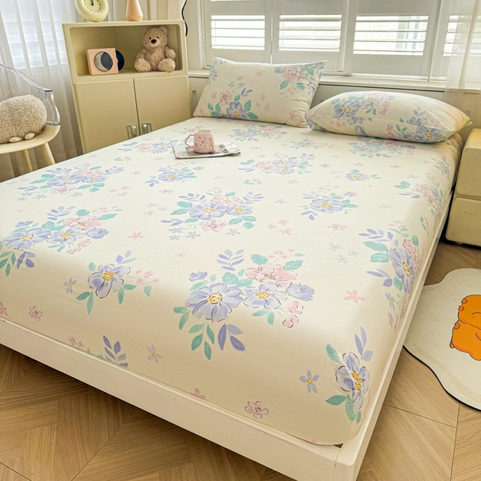 91家纺网 家纺一手货源 找家纺 名优家纺 2025新款全棉纯棉12868韩版小清新系列床笠单件--单床笠 惜颜