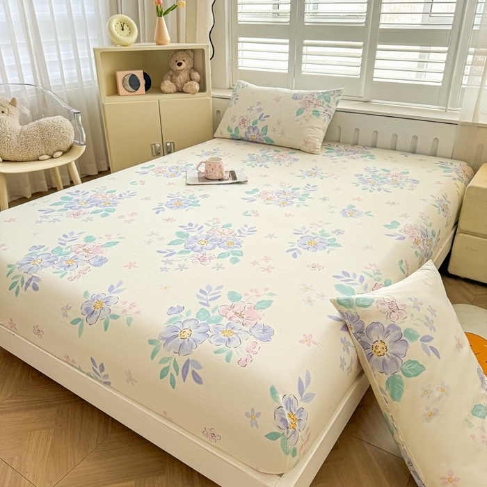 91家纺网 家纺一手货源 找家纺 名优家纺 2025新款全棉纯棉12868韩版小清新系列床笠单件--单床笠 惜颜