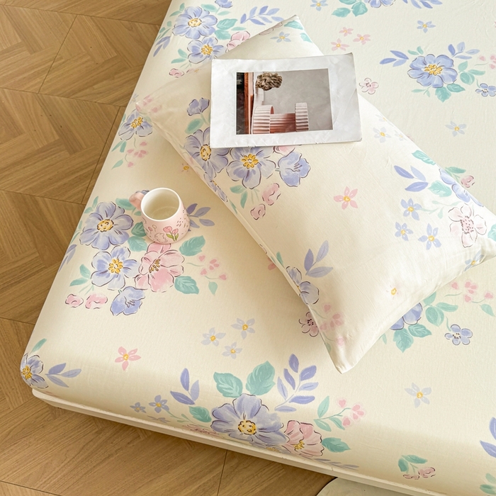 91家纺网 家纺一手货源 找家纺 名优家纺 2025新款全棉纯棉12868韩版小清新系列床笠单件--单床笠 惜颜