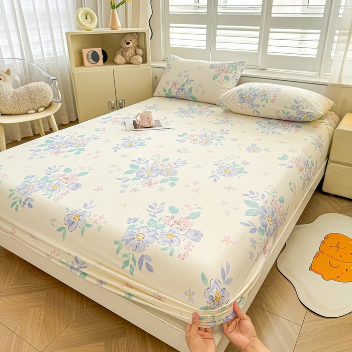 91家纺网 家纺一手货源 找家纺 名优家纺 2025新款全棉纯棉12868韩版小清新系列床笠单件--单床笠 惜颜