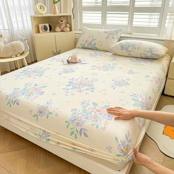 91家纺网 家纺一手货源 找家纺 名优家纺 2025新款全棉纯棉12868韩版小清新系列床笠单件--单床笠 惜颜