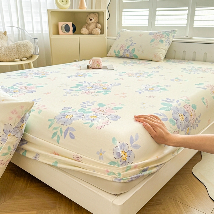 91家纺网 家纺一手货源 找家纺 名优家纺 2025新款全棉纯棉12868韩版小清新系列床笠单件--单床笠 惜颜