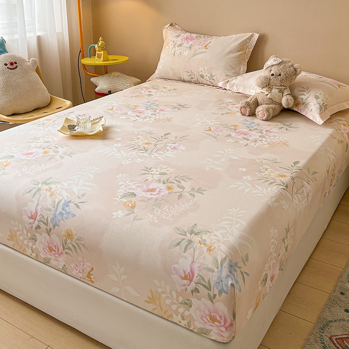 91家纺网 家纺一手货源 找家纺 名优家纺 2025新款全棉纯棉12868韩版小清新系列床笠单件--单床笠 熙悦 黄