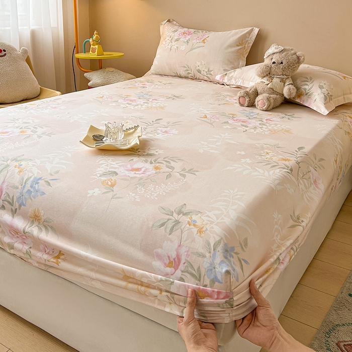 91家纺网 家纺一手货源 找家纺 名优家纺 2025新款全棉纯棉12868韩版小清新系列床笠单件--单床笠 熙悦 黄