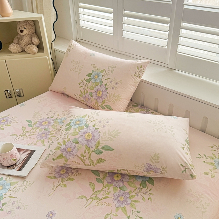 91家纺网 家纺一手货源 找家纺 名优家纺 2025新款全棉纯棉12868韩版小清新系列床笠单件--单床笠 寻觅芳香