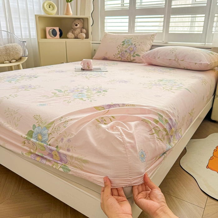 91家纺网 家纺一手货源 找家纺 名优家纺 2025新款全棉纯棉12868韩版小清新系列床笠单件--单床笠 寻觅芳香