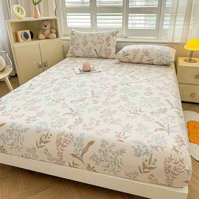 91家纺网 家纺一手货源 找家纺 名优家纺 2025新款全棉纯棉12868韩版小清新系列床笠单件--单床笠 寻叶