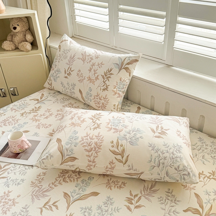 91家纺网 家纺一手货源 找家纺 名优家纺 2025新款全棉纯棉12868韩版小清新系列床笠单件--单床笠 寻叶