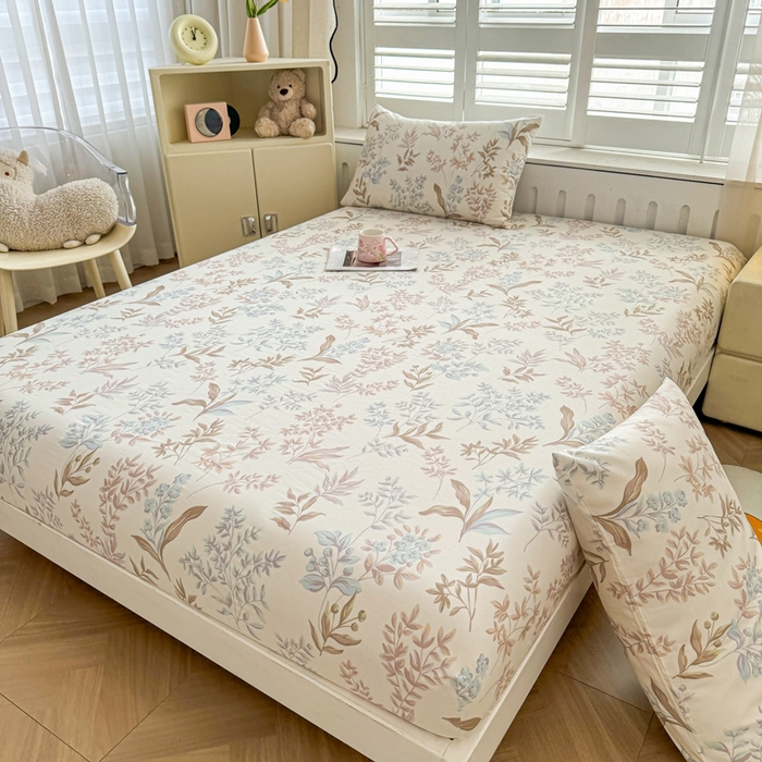 91家纺网 家纺一手货源 找家纺 名优家纺 2025新款全棉纯棉12868韩版小清新系列床笠单件--单床笠 寻叶