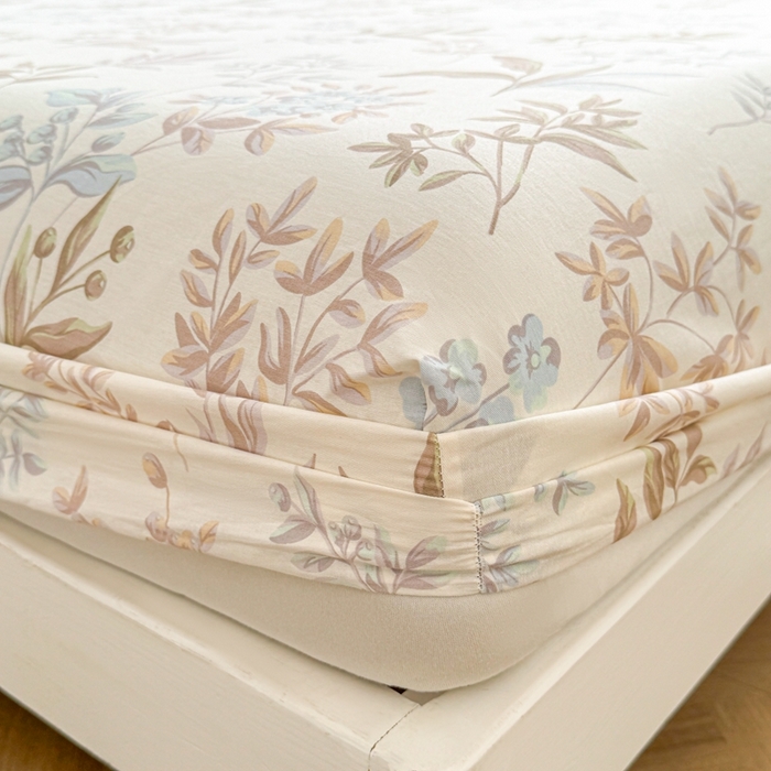 91家纺网 家纺一手货源 找家纺 名优家纺 2025新款全棉纯棉12868韩版小清新系列床笠单件--单床笠 寻叶