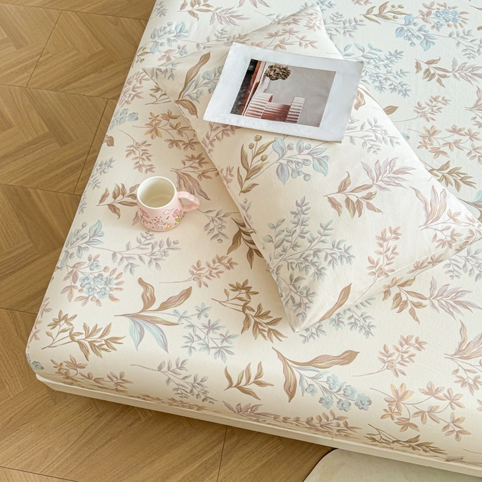 91家纺网 家纺一手货源 找家纺 名优家纺 2025新款全棉纯棉12868韩版小清新系列床笠单件--单床笠 寻叶