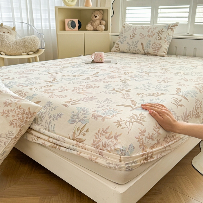 91家纺网 家纺一手货源 找家纺 名优家纺 2025新款全棉纯棉12868韩版小清新系列床笠单件--单床笠 寻叶