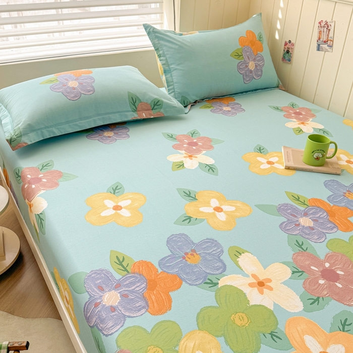 91家纺网 家纺一手货源 找家纺 名优家纺 2025新款全棉纯棉12868韩版小清新系列床笠单件--单床笠 氧气格调