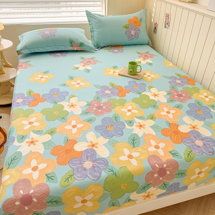 91家纺网 家纺一手货源 找家纺 名优家纺 2025新款全棉纯棉12868韩版小清新系列床笠单件--单床笠 氧气格调