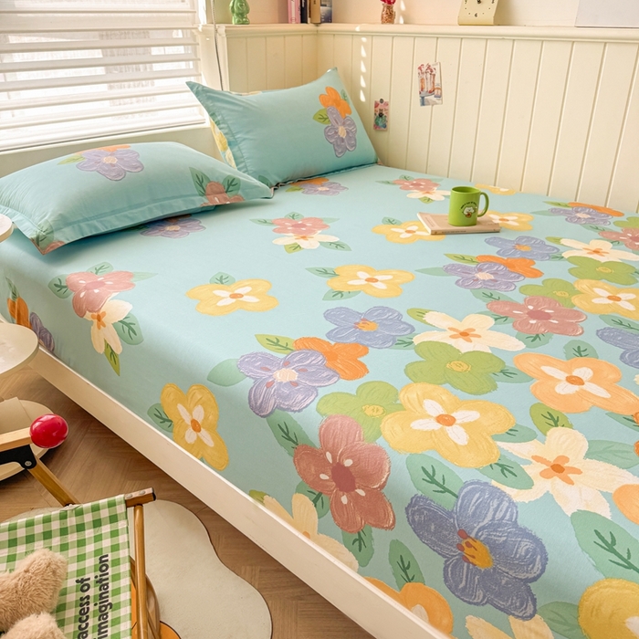 91家纺网 家纺一手货源 找家纺 名优家纺 2025新款全棉纯棉12868韩版小清新系列床笠单件--单床笠 氧气格调