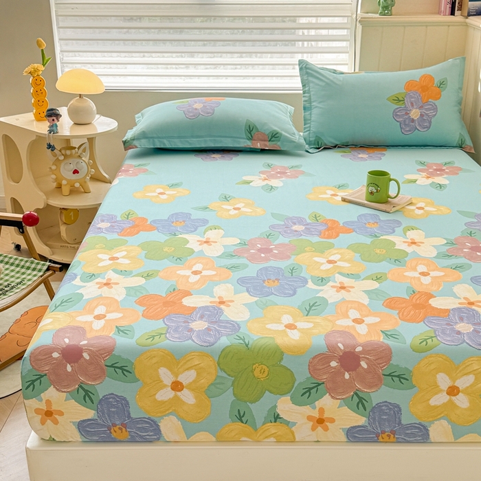 91家纺网 家纺一手货源 找家纺 名优家纺 2025新款全棉纯棉12868韩版小清新系列床笠单件--单床笠 氧气格调