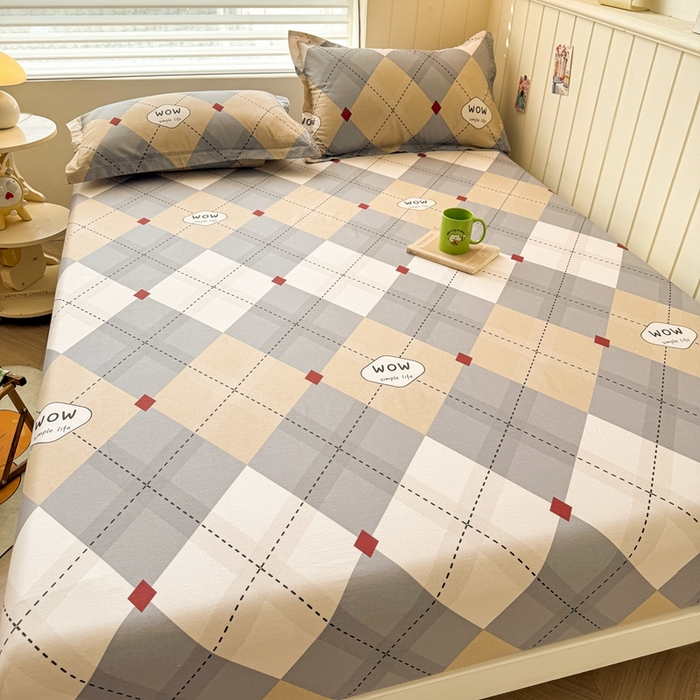 91家纺网 家纺一手货源 找家纺 名优家纺 2025新款全棉纯棉12868韩版小清新系列床笠单件--单床笠 意林-灰色