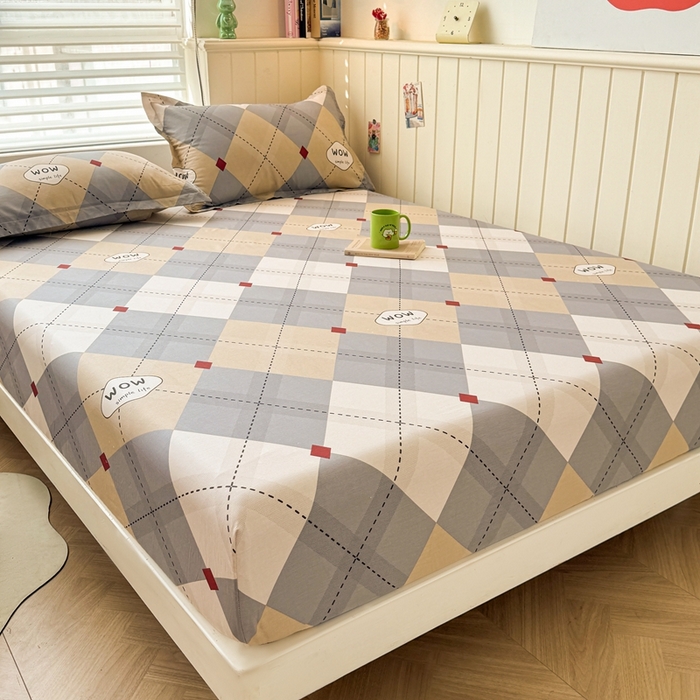 91家纺网 家纺一手货源 找家纺 名优家纺 2025新款全棉纯棉12868韩版小清新系列床笠单件--单床笠 意林-灰色