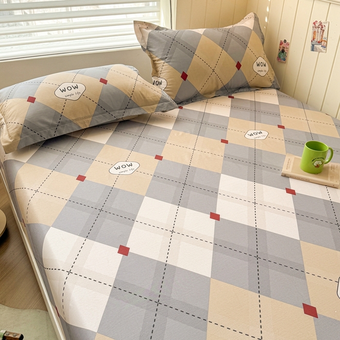 91家纺网 家纺一手货源 找家纺 名优家纺 2025新款全棉纯棉12868韩版小清新系列床笠单件--单床笠 意林-灰色