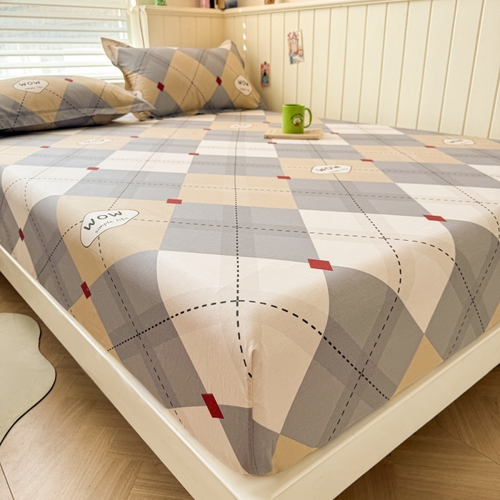 91家纺网 家纺一手货源 找家纺 名优家纺 2025新款全棉纯棉12868韩版小清新系列床笠单件--单床笠 意林-灰色