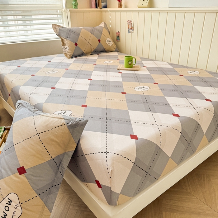 91家纺网 家纺一手货源 找家纺 名优家纺 2025新款全棉纯棉12868韩版小清新系列床笠单件--单床笠 意林-灰色