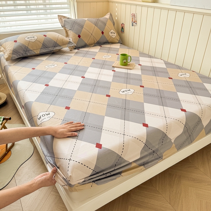 91家纺网 家纺一手货源 找家纺 名优家纺 2025新款全棉纯棉12868韩版小清新系列床笠单件--单床笠 意林-灰色