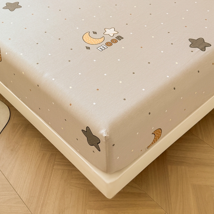 91家纺网 家纺一手货源 找家纺 名优家纺 2025新款全棉纯棉12868韩版小清新系列床笠单件--单床笠 月之星-灰