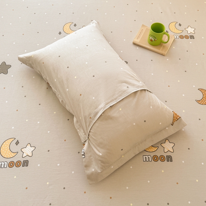 91家纺网 家纺一手货源 找家纺 名优家纺 2025新款全棉纯棉12868韩版小清新系列床笠单件--单床笠 月之星-灰