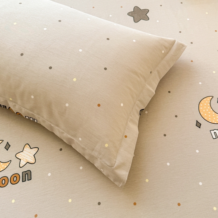 91家纺网 家纺一手货源 找家纺 名优家纺 2025新款全棉纯棉12868韩版小清新系列床笠单件--单床笠 月之星-灰