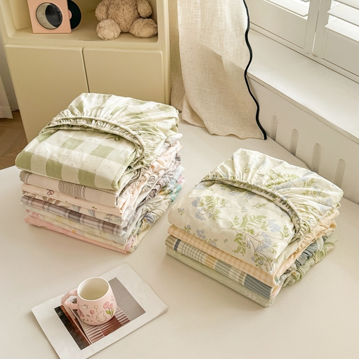 91家纺网 家纺一手货源 找家纺 名优家纺 2025新款全棉纯棉12868韩版小清新系列床笠单件--单床笠 组合图仅供展示不可下单