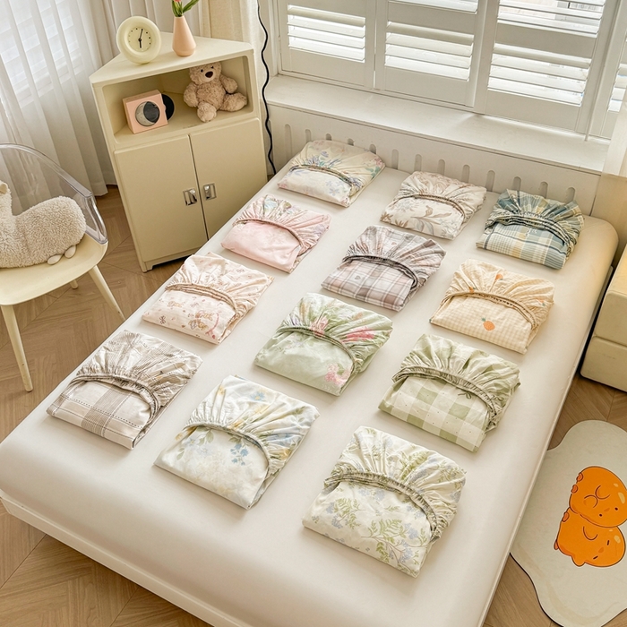 91家纺网 家纺一手货源 找家纺 名优家纺 2025新款全棉纯棉12868韩版小清新系列床笠单件--单床笠 组合图仅供展示不可下单