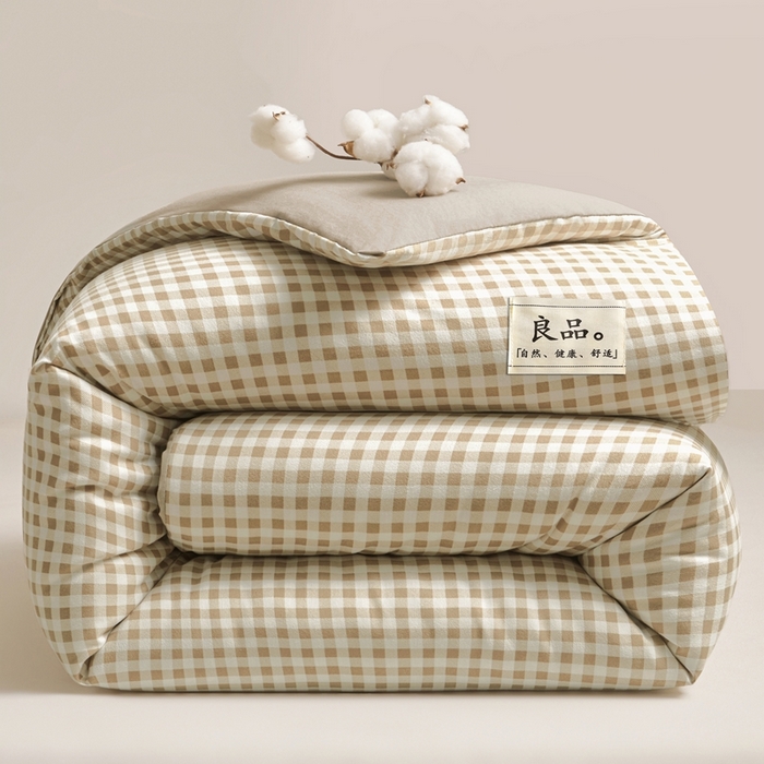 91家纺网 家纺一手货源 找家纺 思雅庭 2025新款新疆长绒棉生态棉花被子被芯 咖小格