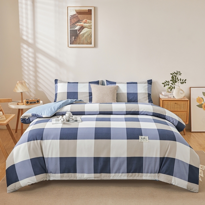 91家纺网 家纺一手货源 找家纺 思雅庭 2025新款新疆长绒棉生态棉花被子被芯 蓝大格