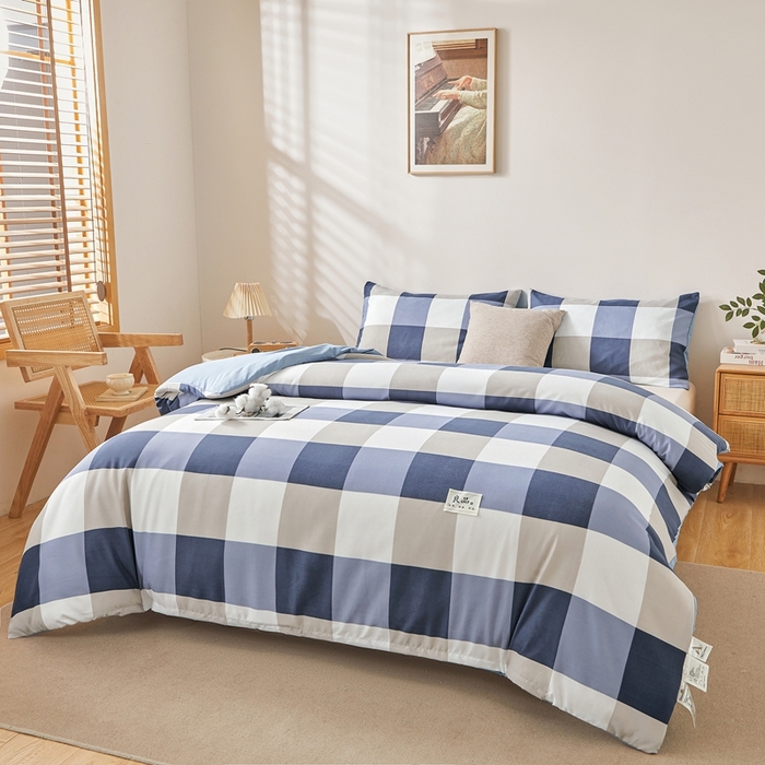 91家纺网 家纺一手货源 找家纺 思雅庭 2025新款新疆长绒棉生态棉花被子被芯 蓝大格