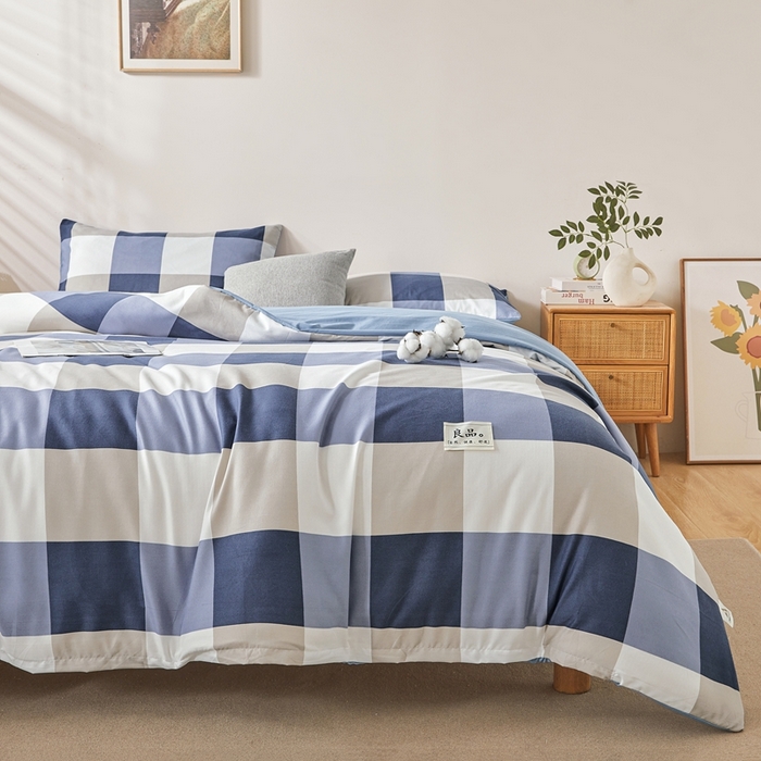 91家纺网 家纺一手货源 找家纺 思雅庭 2025新款新疆长绒棉生态棉花被子被芯 蓝大格