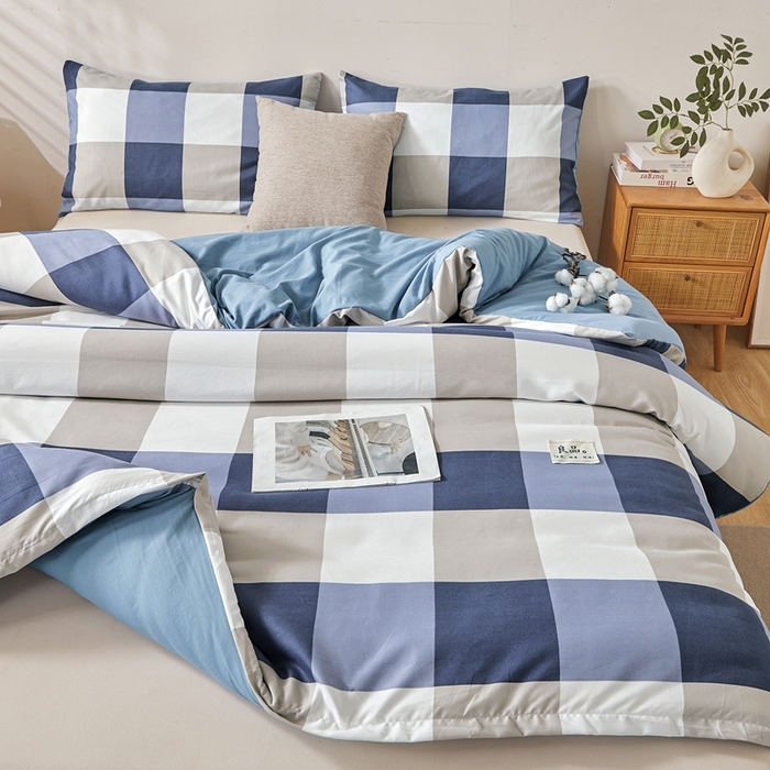 91家纺网 家纺一手货源 找家纺 思雅庭 2025新款新疆长绒棉生态棉花被子被芯 蓝大格