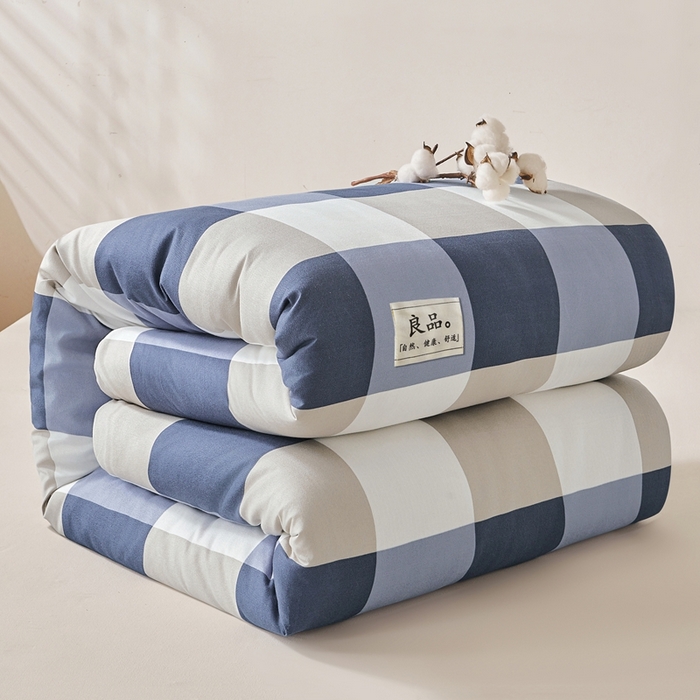 91家纺网 家纺一手货源 找家纺 思雅庭 2025新款新疆长绒棉生态棉花被子被芯 蓝大格