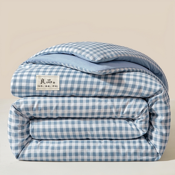 91家纺网 家纺一手货源 找家纺 思雅庭 2025新款新疆长绒棉生态棉花被子被芯 蓝小格