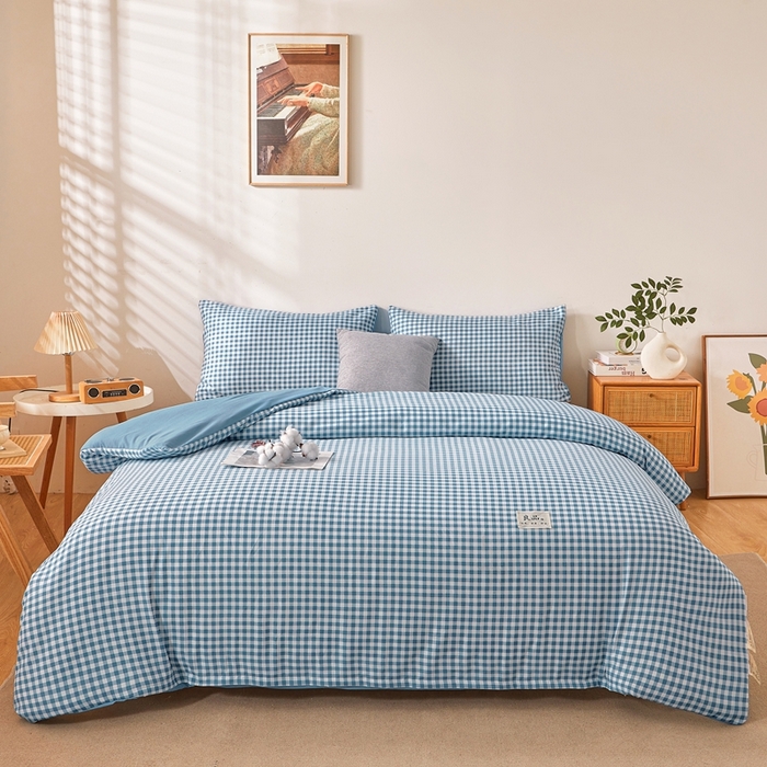 91家纺网 家纺一手货源 找家纺 思雅庭 2025新款新疆长绒棉生态棉花被子被芯 蓝小格