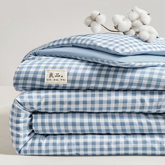 91家纺网 家纺一手货源 找家纺 思雅庭 2025新款新疆长绒棉生态棉花被子被芯 蓝小格