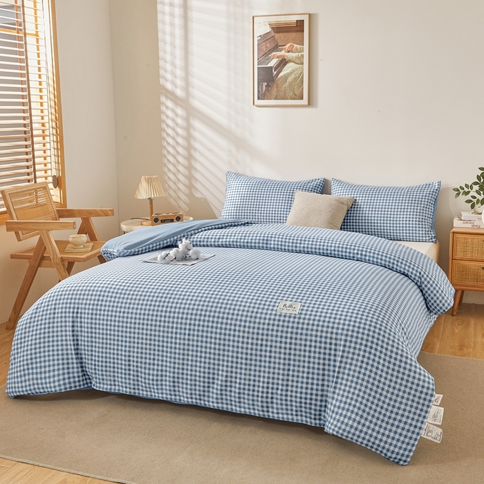 91家纺网 家纺一手货源 找家纺 思雅庭 2025新款新疆长绒棉生态棉花被子被芯 蓝小格