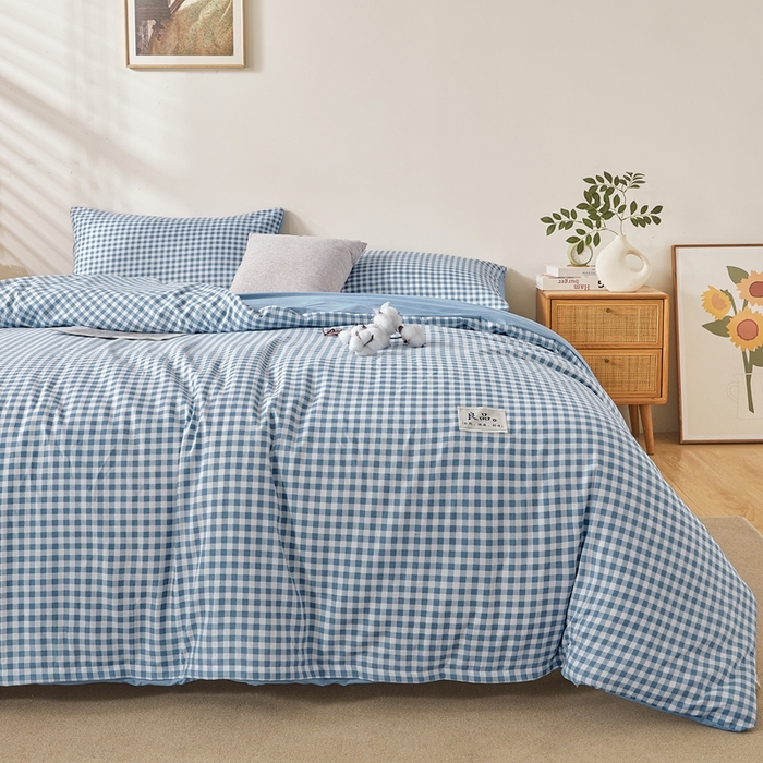 91家纺网 家纺一手货源 找家纺 思雅庭 2025新款新疆长绒棉生态棉花被子被芯 蓝小格