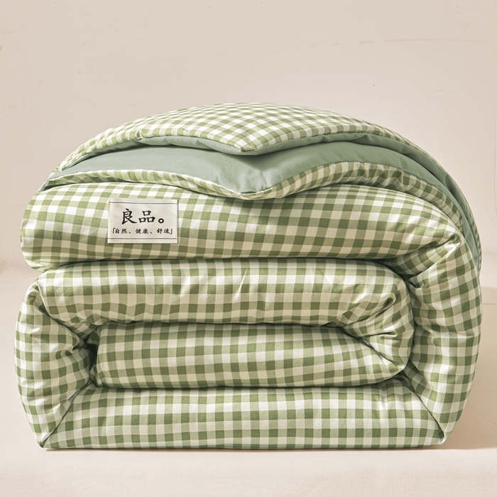 91家纺网 家纺一手货源 找家纺 思雅庭 2025新款新疆长绒棉生态棉花被子被芯 绿小格