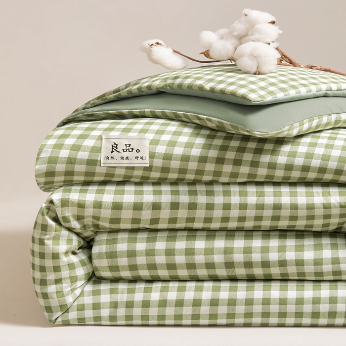 91家纺网 家纺一手货源 找家纺 思雅庭 2025新款新疆长绒棉生态棉花被子被芯 绿小格
