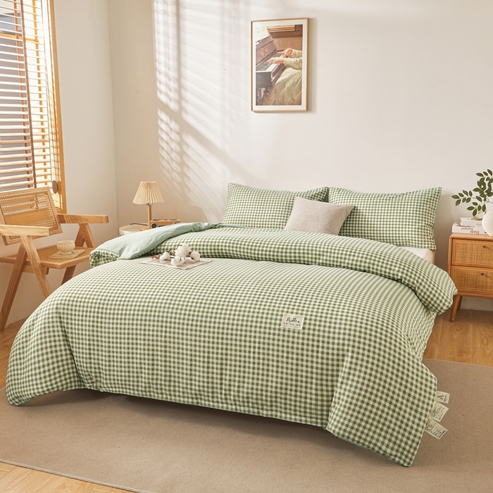 91家纺网 家纺一手货源 找家纺 思雅庭 2025新款新疆长绒棉生态棉花被子被芯 绿小格