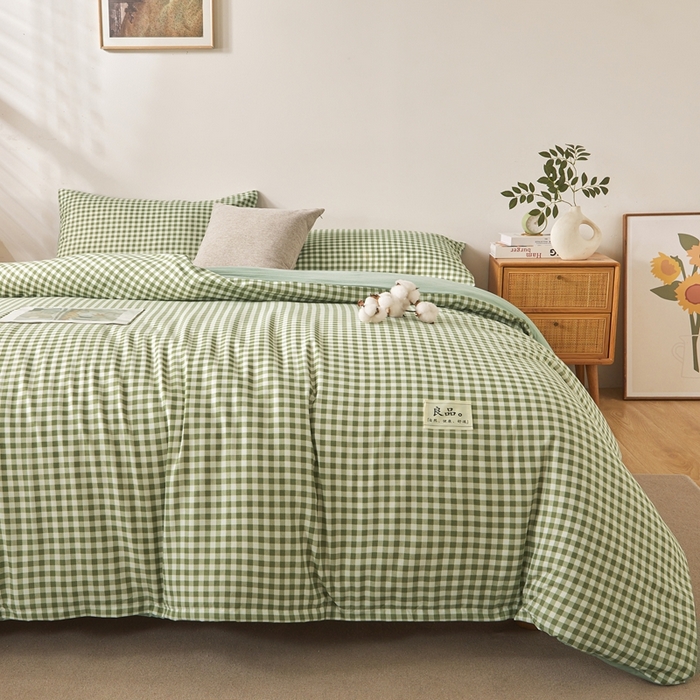 91家纺网 家纺一手货源 找家纺 思雅庭 2025新款新疆长绒棉生态棉花被子被芯 绿小格